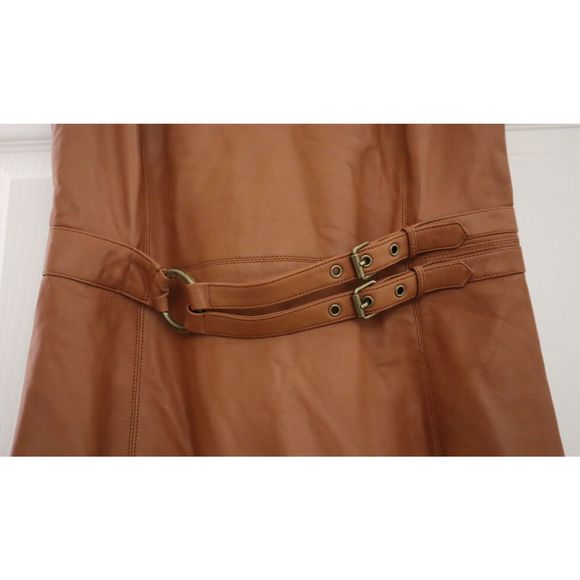 Lauren Ralph Lauren Women Sz 6 Brown Lamb Leather Sleeveless Sheath Dress $595 - Picture 4 of 13